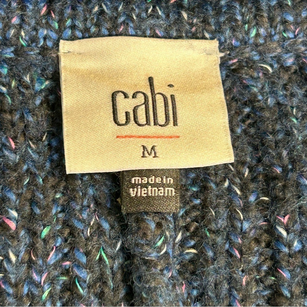 CAbi Trail Cardigan Marled Sweater Blue‎ Lagoon Knit Women's Size Medium - Picture 5 of 8
